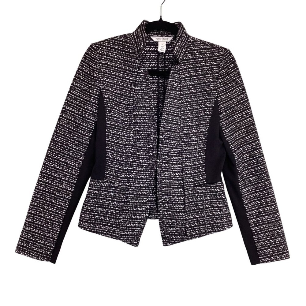White House Black Market Womens‎ Tweed Blazer Jacket Size 2 Tweed Moto